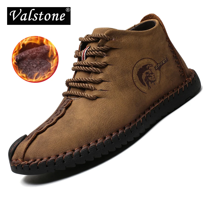 

Valstone Winter Men boots Vintage Leather sneakers large size 38-48 Retro Frosty boots High-Top winter shoes Autumn optional