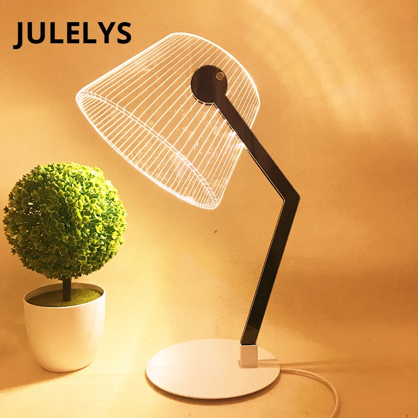 

JULELYS 4W USB 3D Creative Table Lamp Acrylic LED Owl Night Light Bedside Bedroom Decoration Office Desk Lamp Reading Light