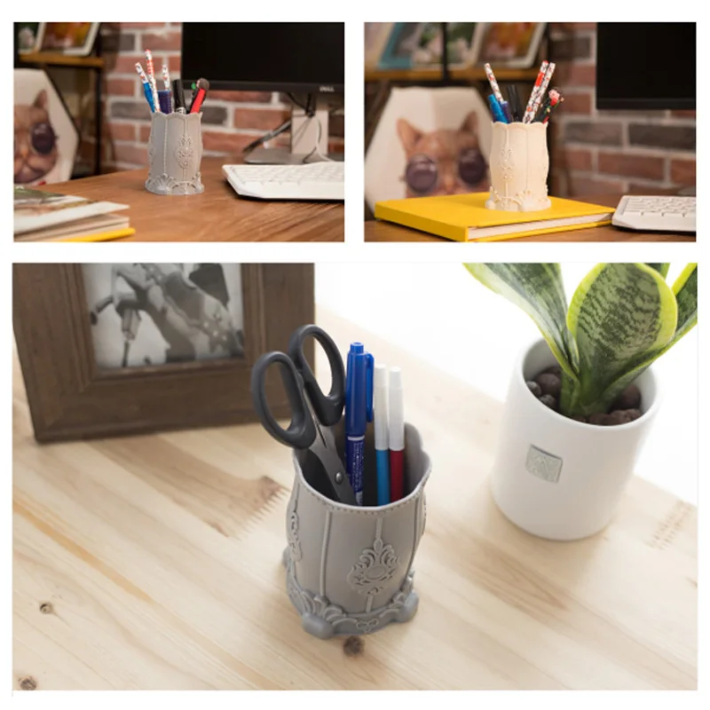 

1 Pcs Retro Pencil Pen Pot Makeup Brush Holder Stationery Container Desk Multifunction Pens Holder 66CY