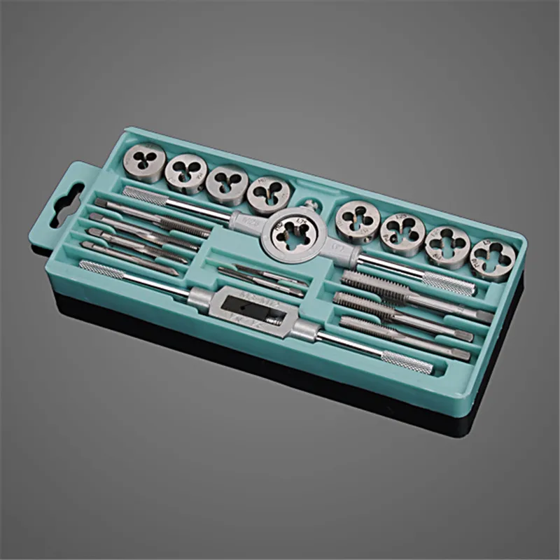 

Professional 20pcs M3-M12 Screw Thread Metric Plugs Taps Tap wrench Die Wrench Set Alloy Steel Hand Tools