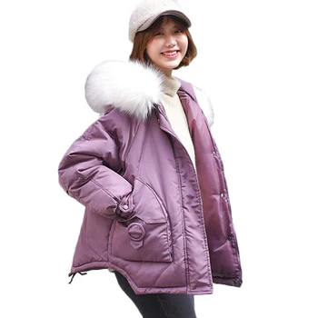 

Winter Jacket Women Parka 2019 Zippers Cotton-padded Jacket Female Thicken Hair Hooded Winter coat Women Clothing plus size 957