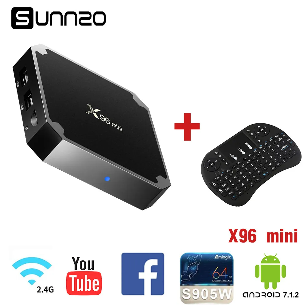 

2018 New Smart TV Box X96 mini Android 7.1 TV BOX 2GB 16GB Amlogic S905W Quad Core 2.4GHz WiFi Media Player+Wireless Keyboard