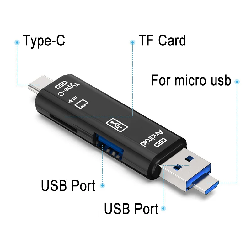 5 IN 1 TF Card Memory Adapter 3.0 For SD Card Reader Adapter For Flash Drive Multi OTG Reader For Android Type-c USB port