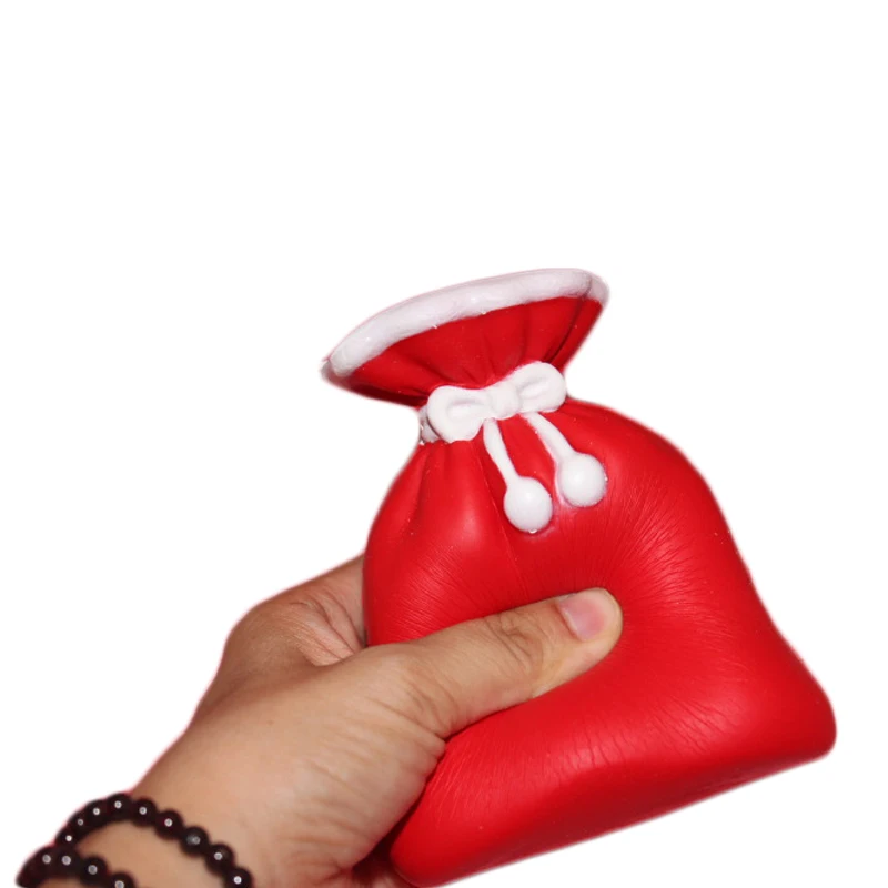 kawaii Squishy Jumbo 12cm Christmas Santa Claus Gift Bag Squeeze Squishy Slow Rising Stress Relief Toy Phone Strap Kid Juguetes