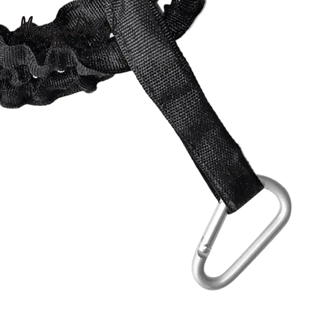 MagiDeal 61.4' Cinch-Lock Webbing Kayak Canoe Paddle Leash Fishing Rod Holder Accessory Leash With Carabiner Black