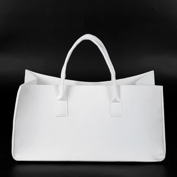 

felt handbag, felt storage bag, large capacity bag-Milky white