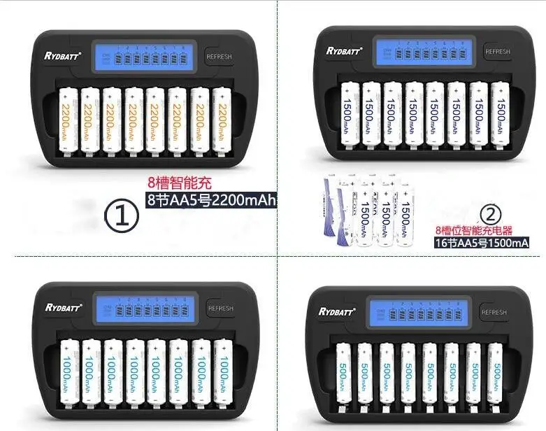 Зарядное устройство для никель-кадмиевых или никель-металл-AAA Батарея Зарядное устройство для никель-металл-гидридных аккумуляторов/гидридных и никель-кадмиевых типов аккумуляторов Перезаряжаемые батареи 8-Bay многоцелевой Батарея Мощность Смарт ЖК-дисплей интеллигентая(ый) Зарядное устройство s