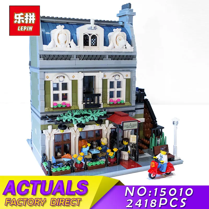 

LEPIN 15010 2418Pcs Creator City Street Parisian Restaurant Model Educational Building Blocks Bricks Kit Children Toy Gift 10243
