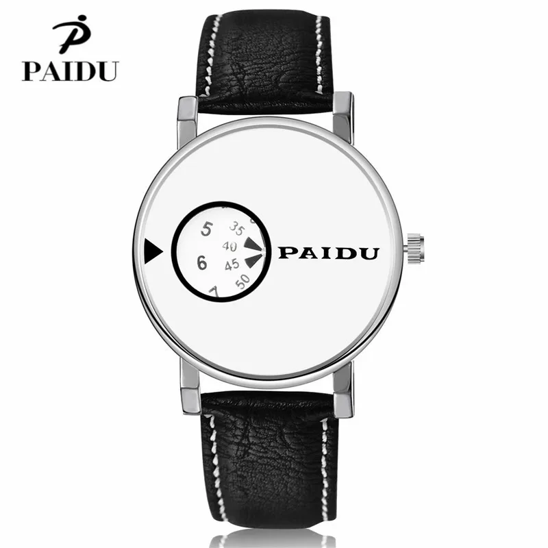 

PAIDU Wristwatch Special Design Pu Leather Luxury Elegant Men Women Unisex Quartz watches Male Clock high quality relojes