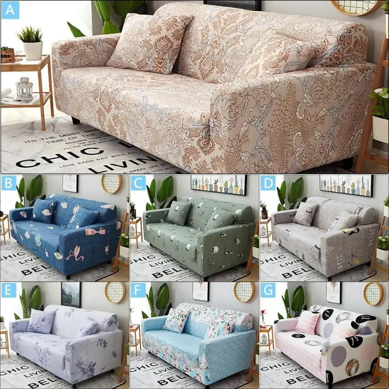 

Home Textile Polyester Fibre Printed Sofa Covers Elastic Sofa Wrap All-inclusive Sofa Cover 1/2/3/4-seater+2pcs Pillowcase