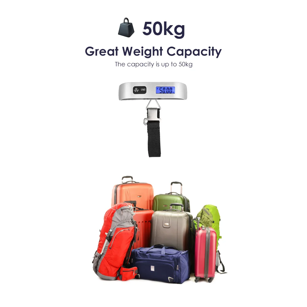 Hostweigh NS-14 LCD Mini Luggage Electronic Scale Thermometer 50kg Capacity Digital Weighing Device