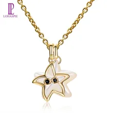 LP вечерние Подвеска из натурального сапфира, твердое 9 к желтое золото, перламутр, морская звезда, изящные модные ювелирные изделия из жемчуга, Новинка