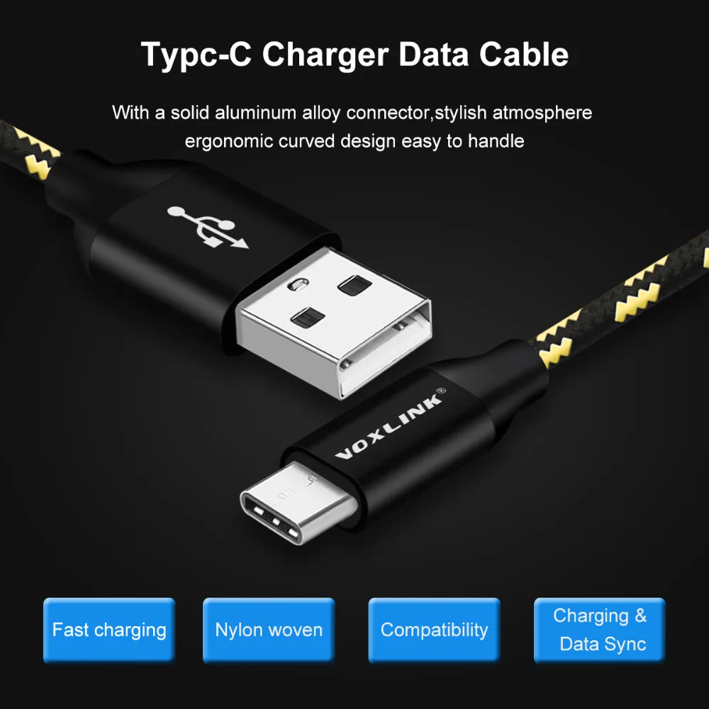 VOXLINK usb type-C кабель 1 м для быстрой зарядки и синхронизации данных usb type-C кабель для xiaomi mi5 One Plus 2 ZUK Z1 huawei samsung USB C кабель