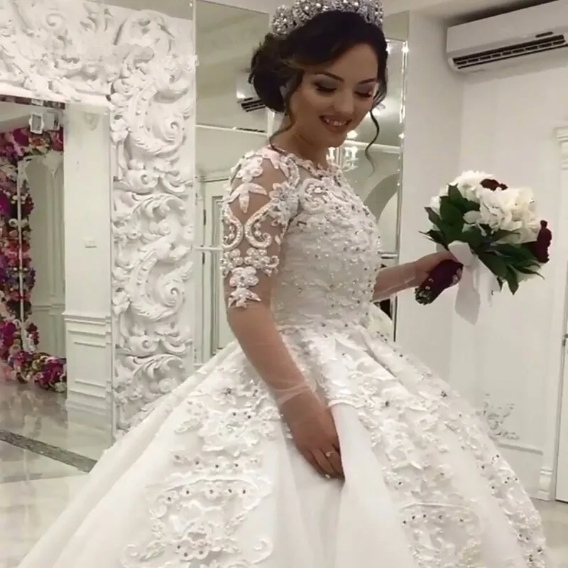 Новое Модное бальное платье свадебное платье 2019 vestido noiva sereia Аппликации Тюль свадебное платье с длинными рукавами