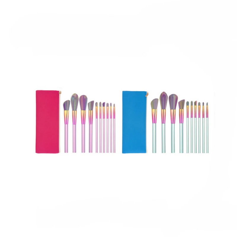 

10pcs/set Pro Makeup Brushes Set Foundation Blending Eyeshadow Contour Blush Eyebrow Nose Lip Brush Cystal Clear Acrylic
