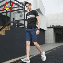 Мужские летние новые весенние однотонные повседневные шорты в европейском и американском стиле, хлопковые шорты до колена с эффектом потертости