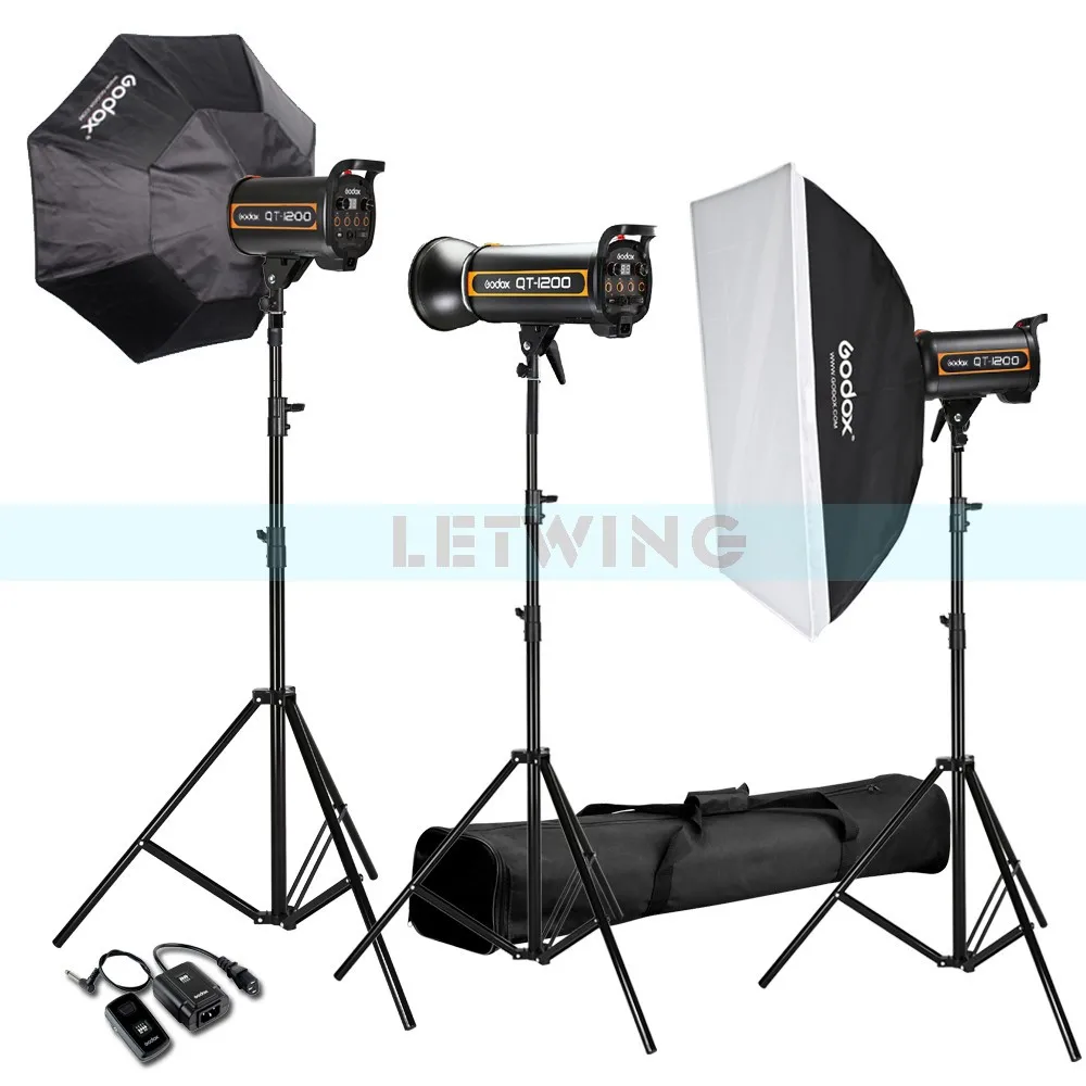 High Speed Godox Powerful 3X QT1200W Professional Studio Strobe Flash