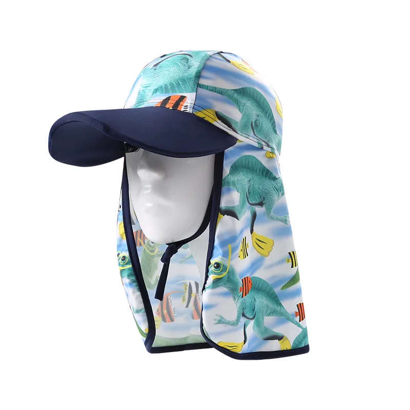 От 2 до 8 лет, Детская Солнцезащитная шапка с защитой от УФ-лучей, шапочка для плавания для маленьких мальчиков и девочек, с защитой от ультрафиолета, пляжная шляпа с рисунком - Цвет: style 4