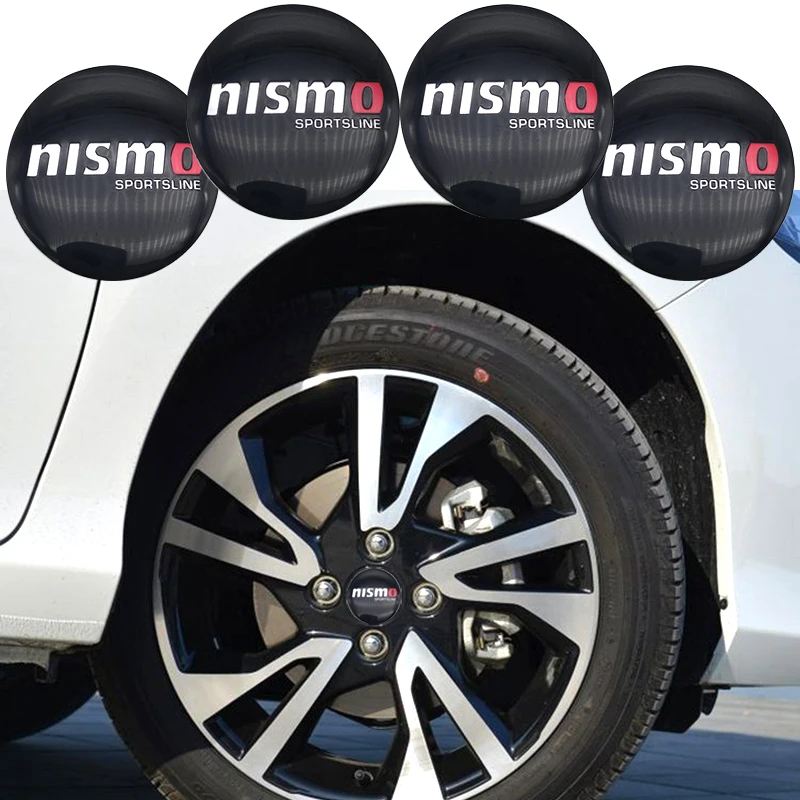 4PCS Car Aluminium NISMO Wheel Hub Center Caps Emblem Styling Wheel Sticker For Nissan Tiida