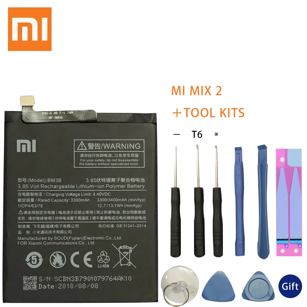 

Xiao Mi Original Replacement Battery BM3B For Xiaomi MIX 2 2S 3300mAh High Capacity Phone Batteries Free Tools