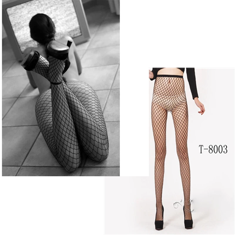 Для женщин пикантные обтягивающие чулки Плоть Свет Fishnets со стразами сексуальные колготки Fsexy ночное белье эротичное Нижнее белье Черный W024 - Цвет: T8003