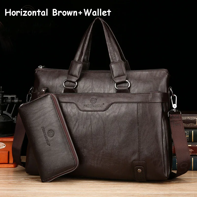 Роскошные мужские сумки, модные кожаные мужские сумки, мужской портфель для путешествий, сумки через плечо, деловые сумки для мужчин, сумки через плечо - Цвет: H Brown Wallet