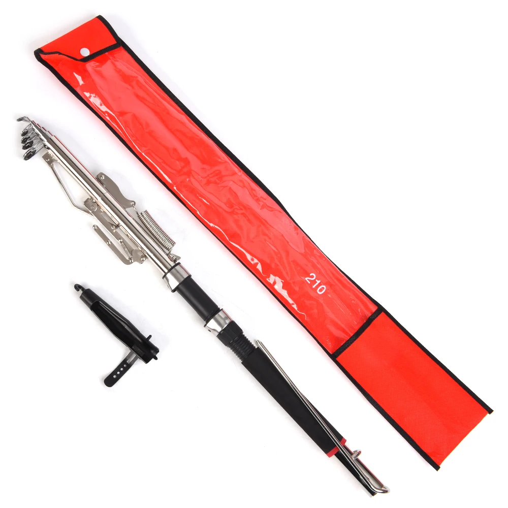 1.8m 2.1m 2.4m 2.7m Automatic Fishing Rod (Without Reel) Sea River Lake Stainless Steel Automatic Fishing Rod Fish Pole