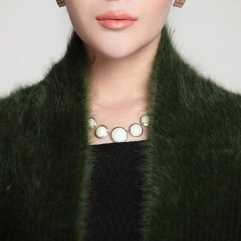 Mink cashmere Sweater  Autumn Winter New arrival Real Water Fur Fashion Cardigan Shawl Thickened Short paragraph coat  