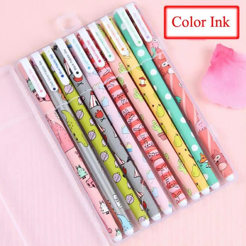 10pcs 6pcs kawaii flower colorful Chancery gel pen papelaria office school supplies stationary canetas coloridas color pen 04083 - Цвет: 7