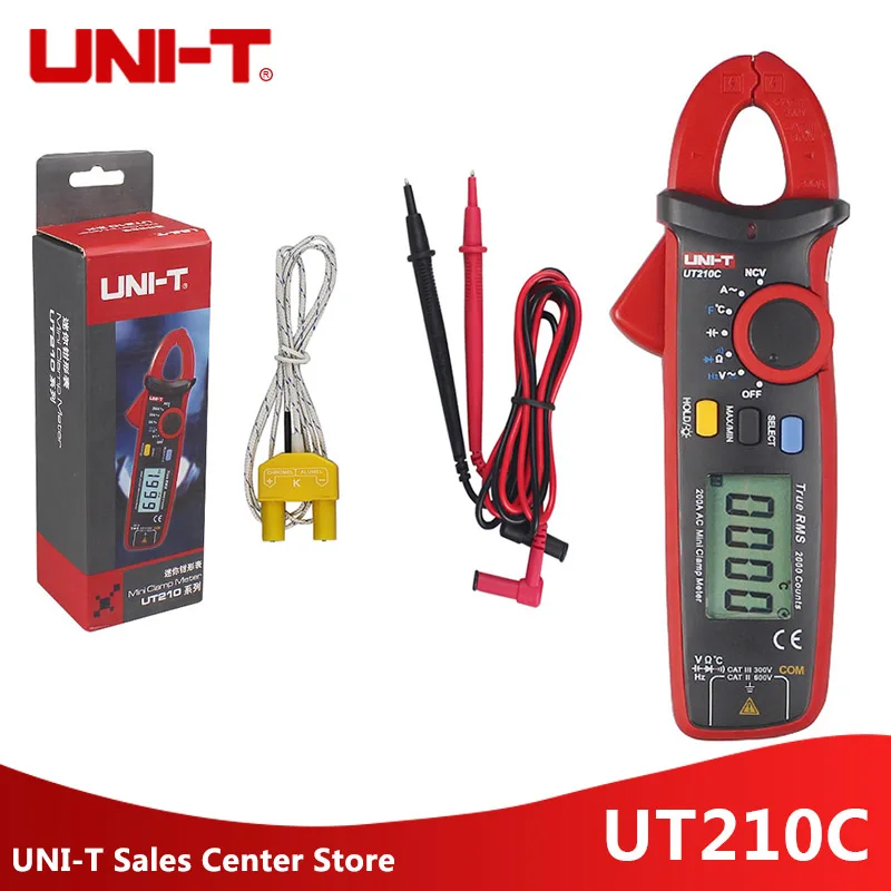 

UNI-T UT210C Handheld Clamp Meter True RMS Temperature Test Multimeter AC Current Clamp with NCV
