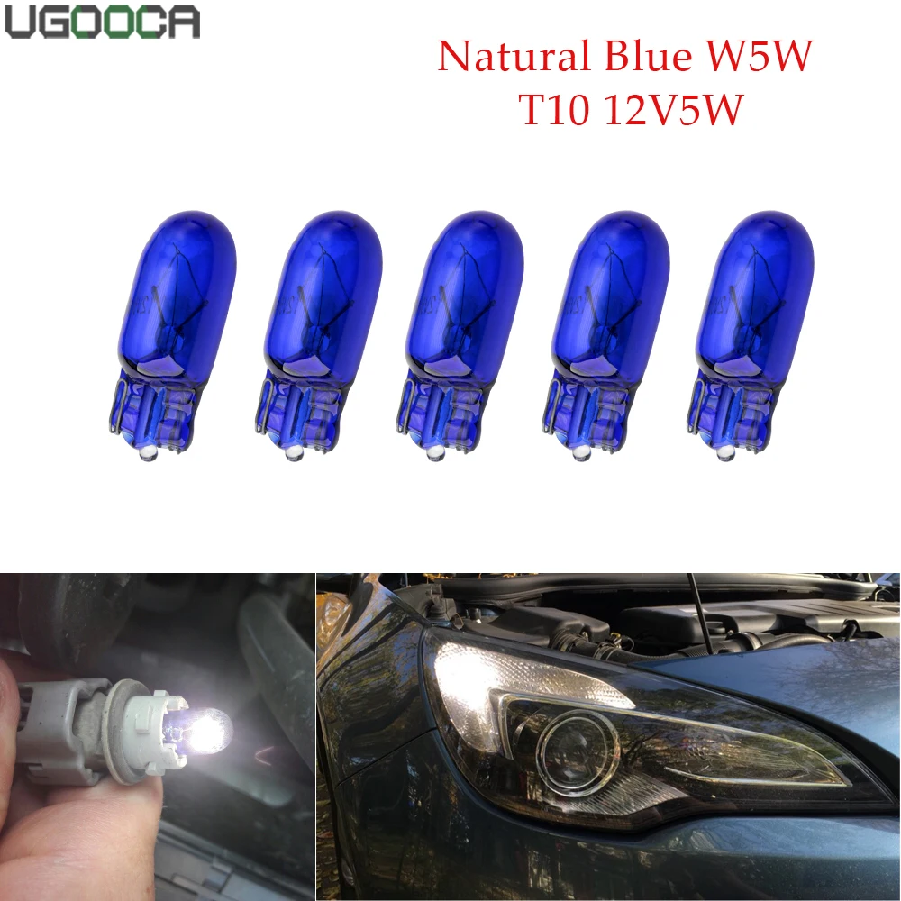 10 шт. W5W XENON T10 натуральное голубое стекло 12 В 5 Вт W2.1x9.5d одноволоконная супер белая