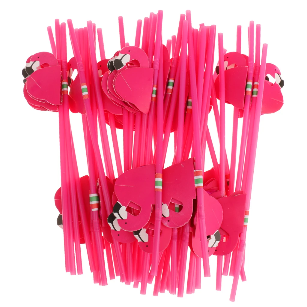 25pcs Tropical Flamingo Straws 3D Plastic Drinking Straws for Wedding Celebrate Party Tableware Barware Favor Summer Pool Straw
