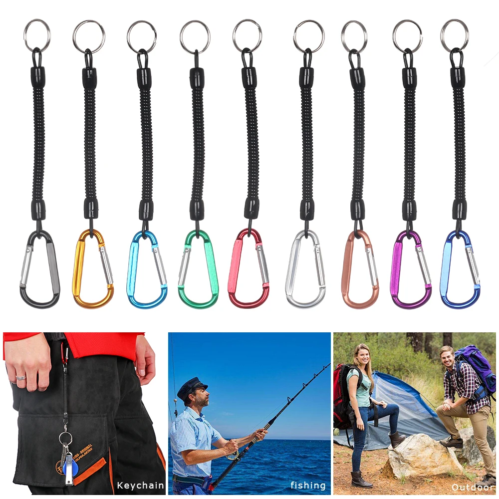 

1pc Tactical Retractable Spring Elastic Rope Security Gear Tool For Outdoor Hiking Camping Anti-lost Phone Keychain
