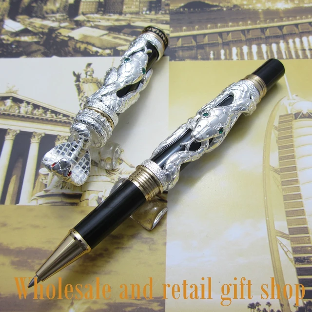 Cheap Jinhao J02 Snake Type Roller Ball Pen with Gift Box White 3d-model Cobra Metal Gift Pen