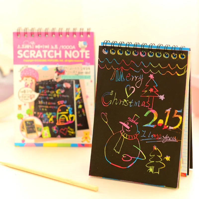 Hot Magic Drawing Book DIY Scratch Notebook Black Cardboard As Gift For