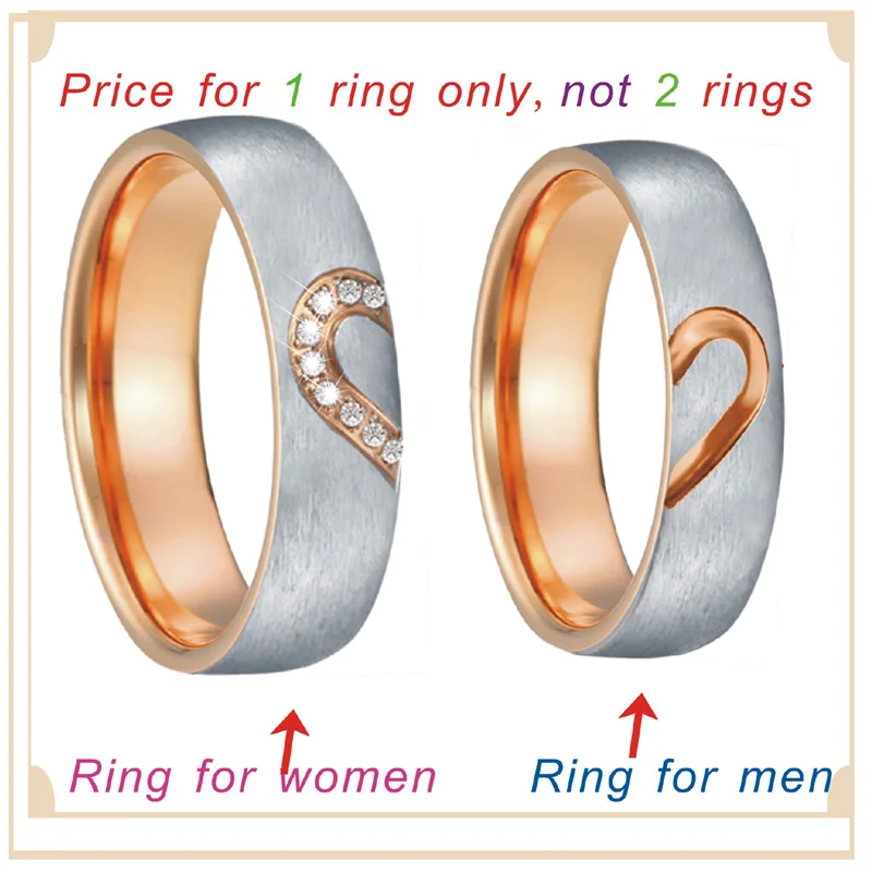 Black Silver Rose gold color Marriage Heart Anniversary Couple wedding ring jewelry men Engagement Rings for Women (9)