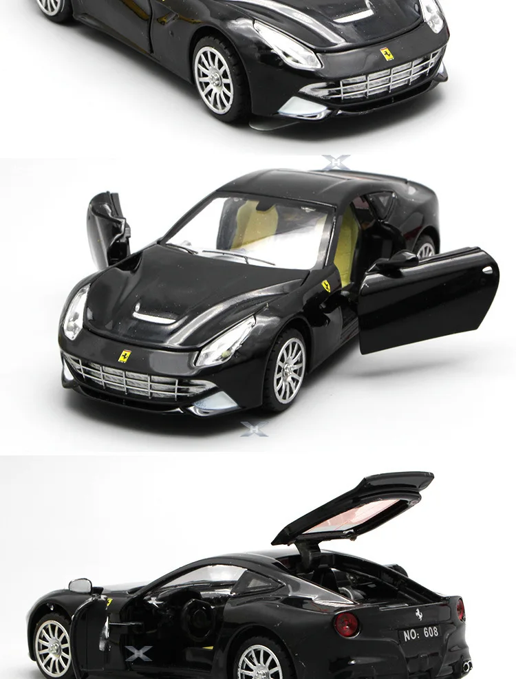 1:32, высокая симуляция, Ferrari F12, сплав, модель спортивного гоночного автомобиля, звук и светильник, оттягивающая дверь, игрушечный автомобиль, детский подарок