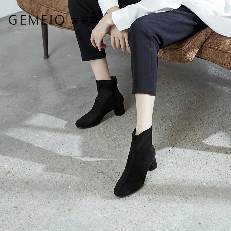 Frauen Kurze Absätzen Kappe Elegante Winter 2018 Hohen Mode Hohe Neue Hills coffee Gemeiq Mit Black Bold Stil Runde Stiefel Zipper zP4xaw