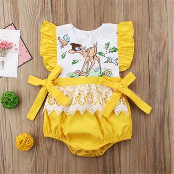 

Newborn Infant Baby Girls Summer Fairy Lace Cute O-Neck Jumpsuit Outfit Clothes 0-24M