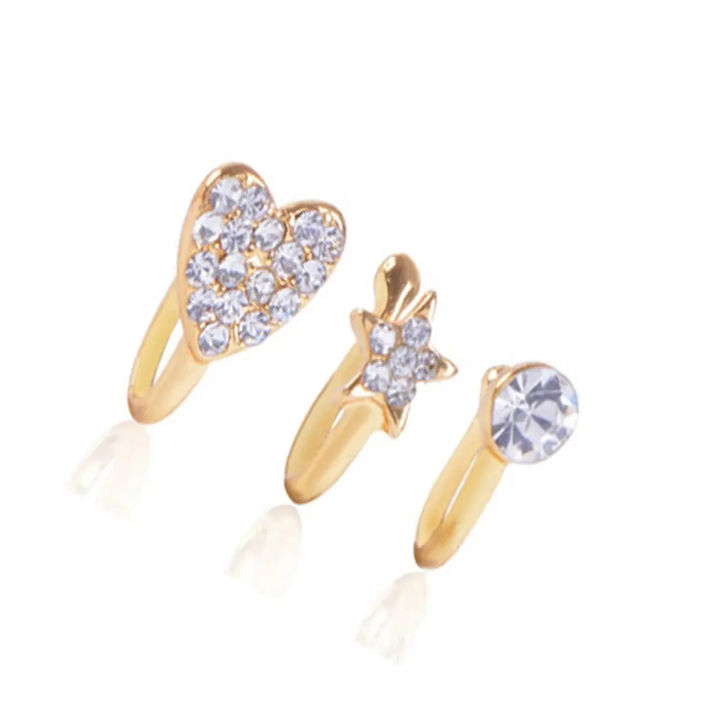 

Rhinestone Clip-On Medical Nose Ring Ladies Female Body Clip Hoop For Women Septum Piercing Clip Jewelry Gift