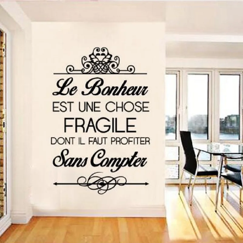Quote French Happy Life Vinyl Wall Stickers Home Decoration Vinyl Decor ...