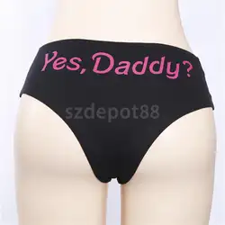 Сексуальные Yes Daddy лозунг трусики брифы Трусы-шортики Мягкое хлопковое нижнее белье белый/черный