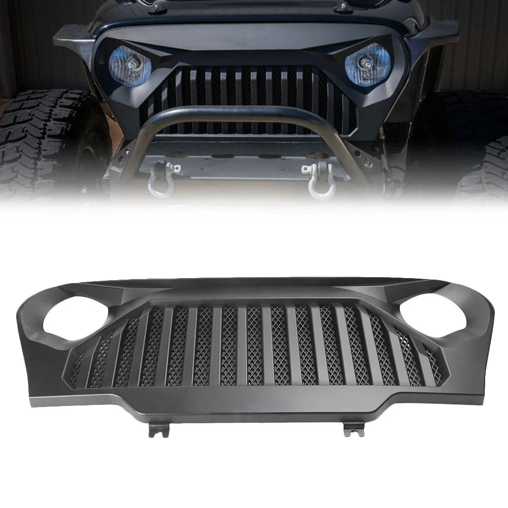 Передняя решетка решетки автомобиля Angry Bird Fit Jeep Wrangler TJ 1997 1998 1999 2000 2001 2002 2003 2004 2005 2006 матовый черный