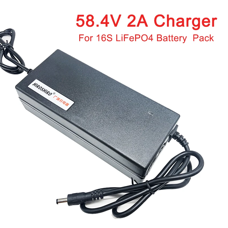 

48V 2A LiFePO4 battery Charger output 58.4V 2A 100-240VAC DC Port Used for 48V 10AH 12AH 15AH Electric bike battery LFP battery