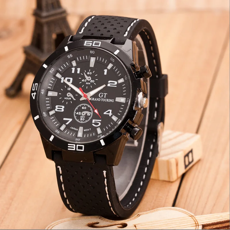 Luxury Top Brand Sport Quartz Watch Men Fashion Military Silicone Wrist Watches three-eyes relogio masculino Hodinky Satti