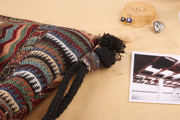 1Female  Women Vintage Backpack Gypsy Bohemian Boho Chic Aztec Folk Tribal Ethnic Fabric  String Drawstring Backpack Bag (10)