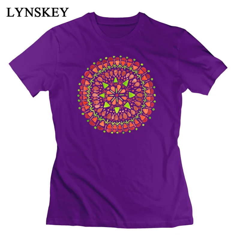 LYNSKEY 100% Cotton T Shirts for Women Short Sleeve Summer Tops Tees On Sale Autumn Simple Style Autumn Mandala Round Collar Tee Shirt blue