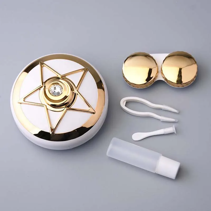 

2019 colored Contact Lens Case With Mirror women Colored Contact Lenses box eyes contact lens container Lovely Travel kit box