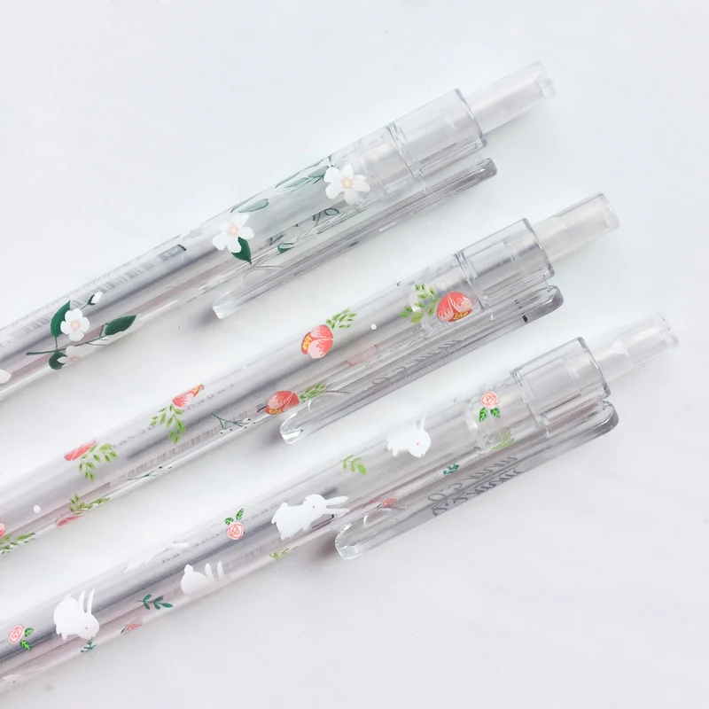 

P70 3X Fresh Clear Floral Rabbit Press Mechanical Automatic Pencil Writing School Office Supply Student Stationery 0.7mm