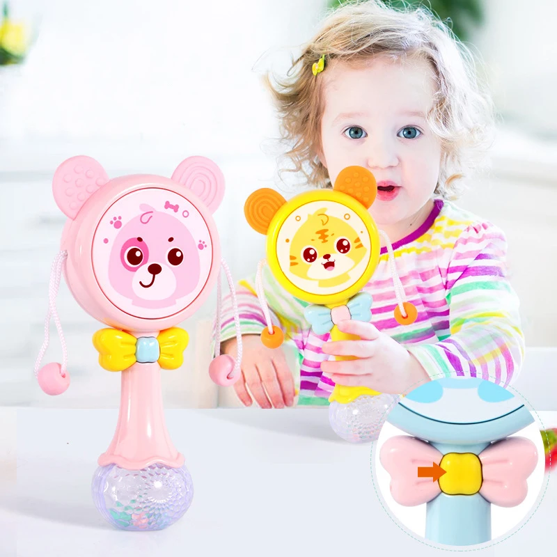 Baby Newborn Toys 0 12 Months Musical Rattles Boy Cartoon Lighting Music for Brinquedos Para Bebe Oyuncak | - Цена: 